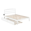 Solid Wood Queen Bed with Twin Trundle and USB Charger in White B2619