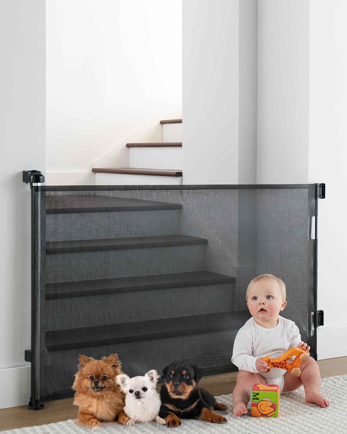Black Retractable Mesh Pet Safety Gate T88012