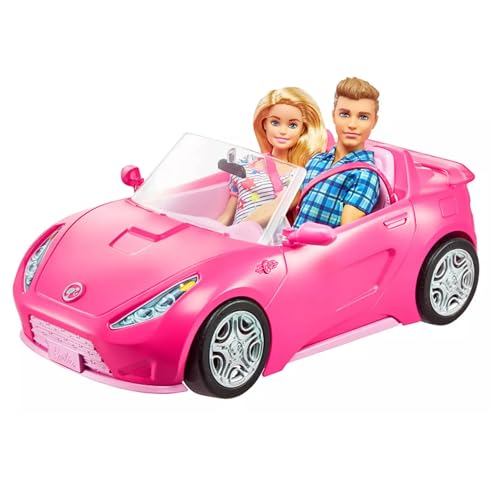 Barbie and Ken Doll with Wardrobe and Pink Two-Seater Convertible Car Z913299