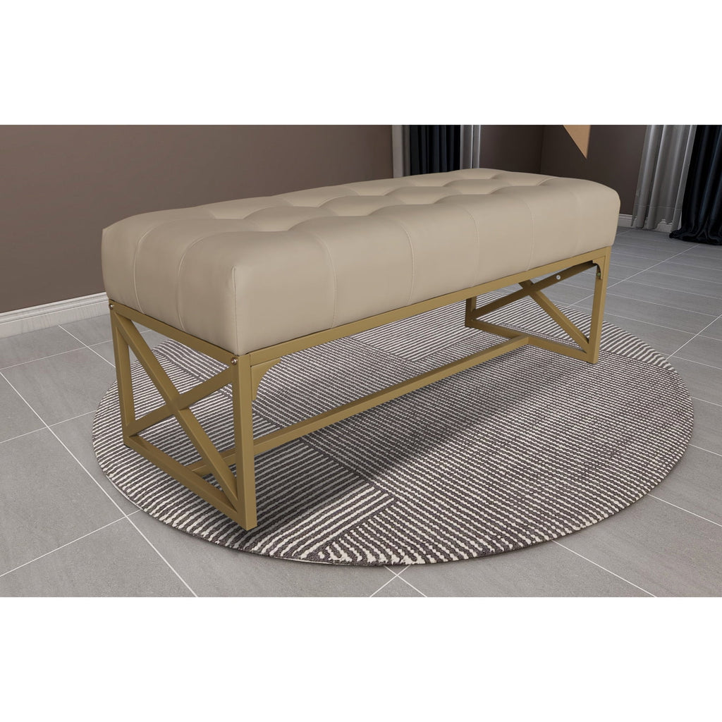 Faux Leather Bench 40.2 Inches Gold K703989