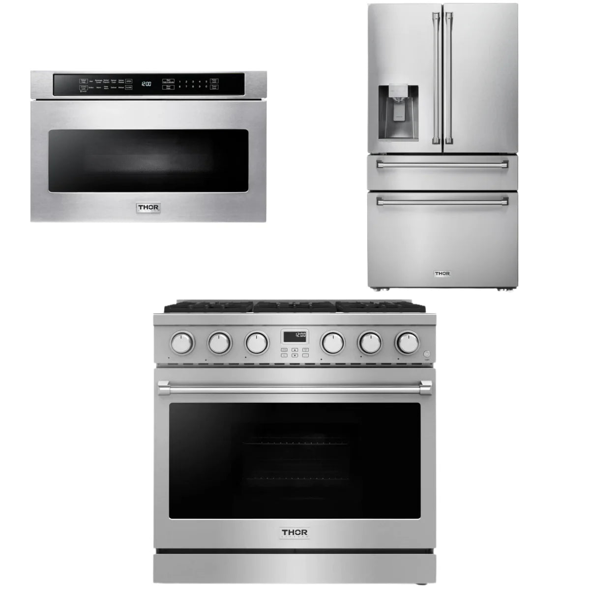 36 Gas Range, Refrigerator and Microwave C7597
