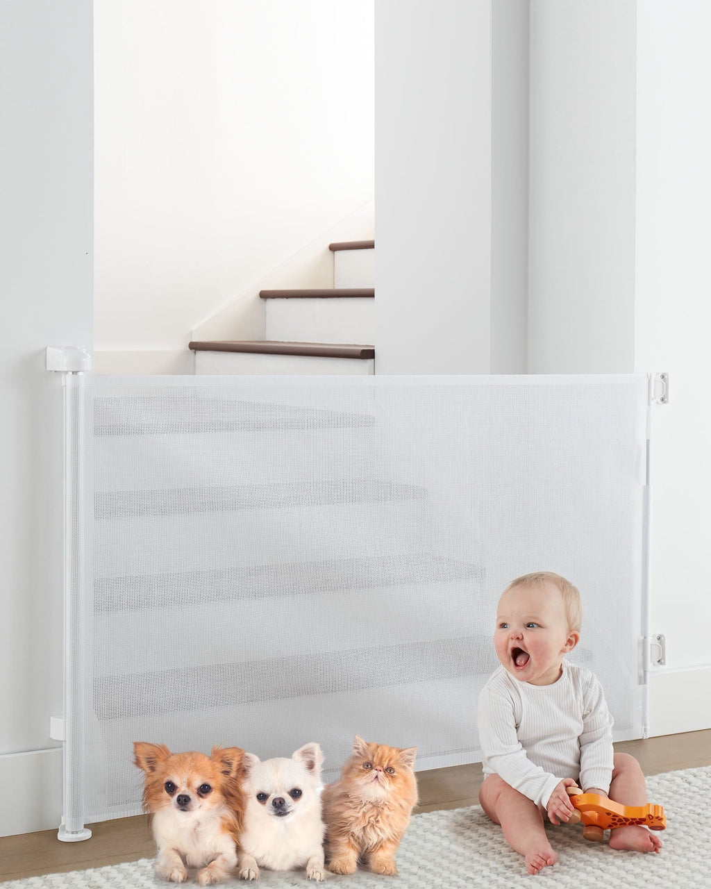Black Retractable Mesh Pet Safety Gate T88012