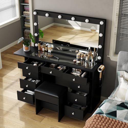 Vanity Desk with Mirror and 9 Drawers A929474