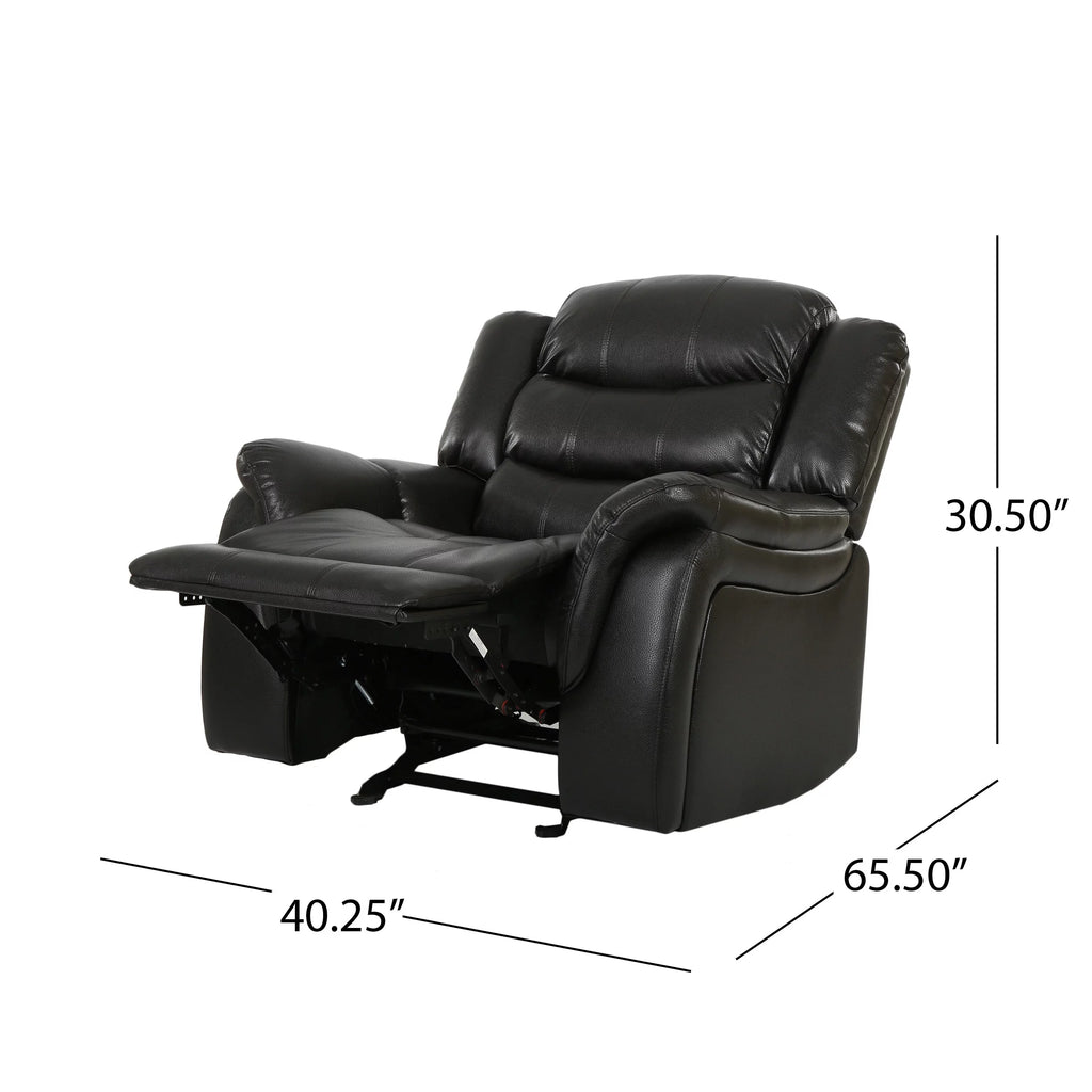 Black Faux Leather Recliner Glider Chair D46880