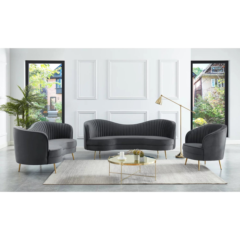 Gray Velvet Loveseat F8155