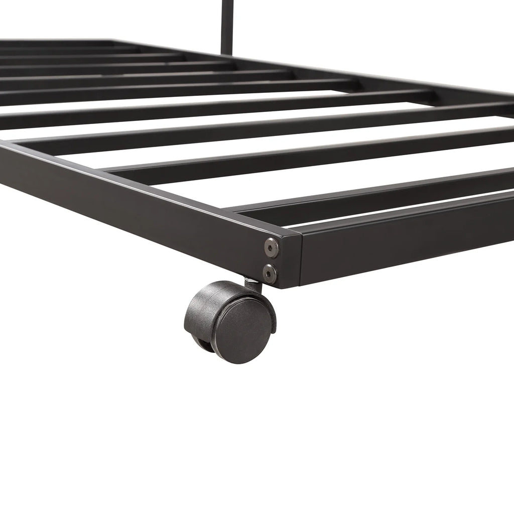 Black Metal Bed Frame with Rollers Z549871