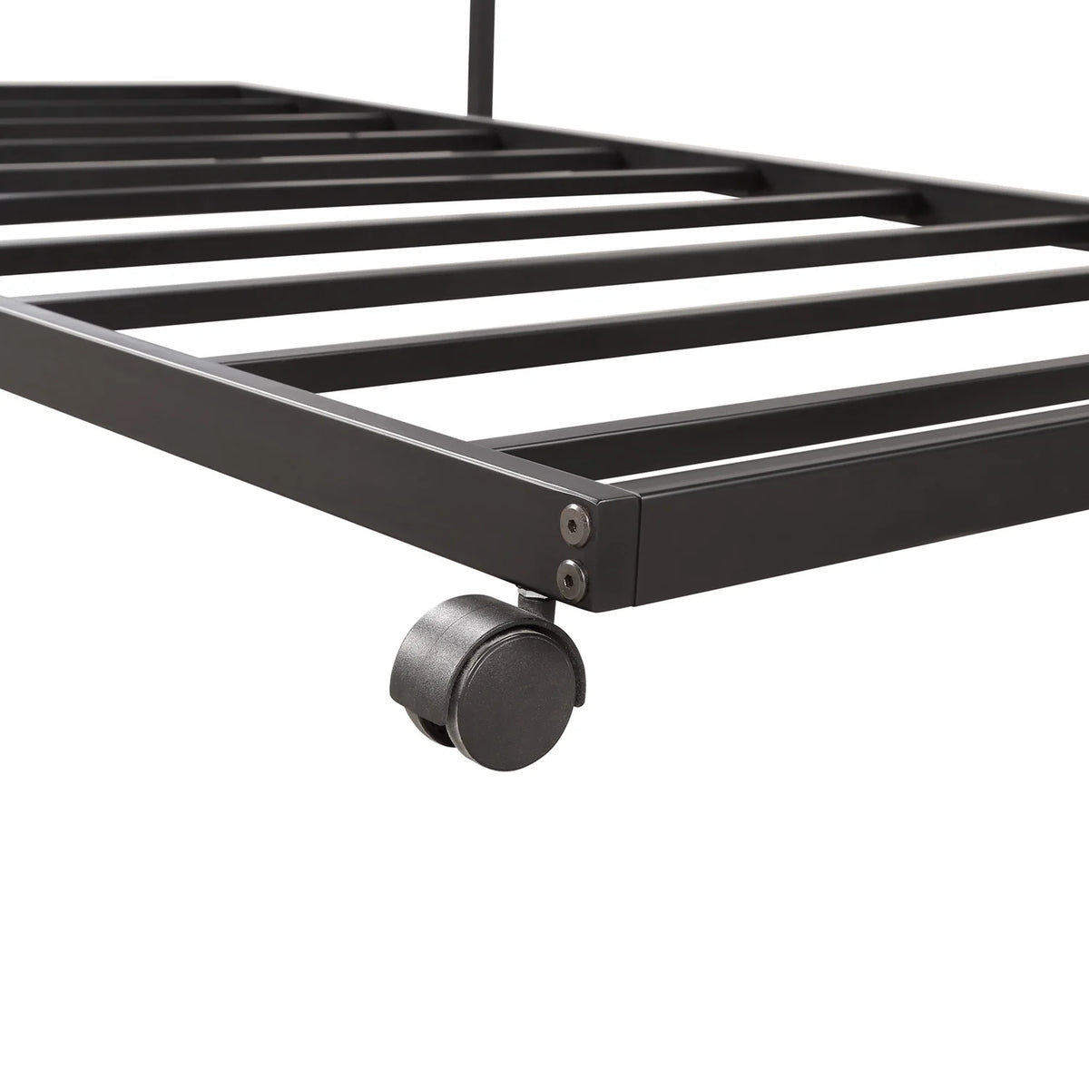 Black Metal Bed Frame with Rollers Z549871