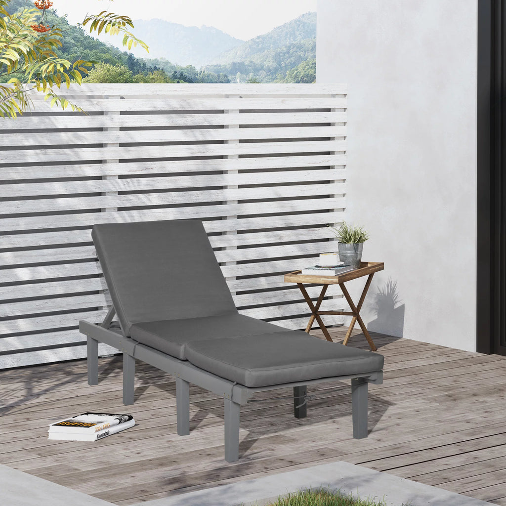 Grey 4-Position Adjustable Chaise Lounge Chair with Cushion P271