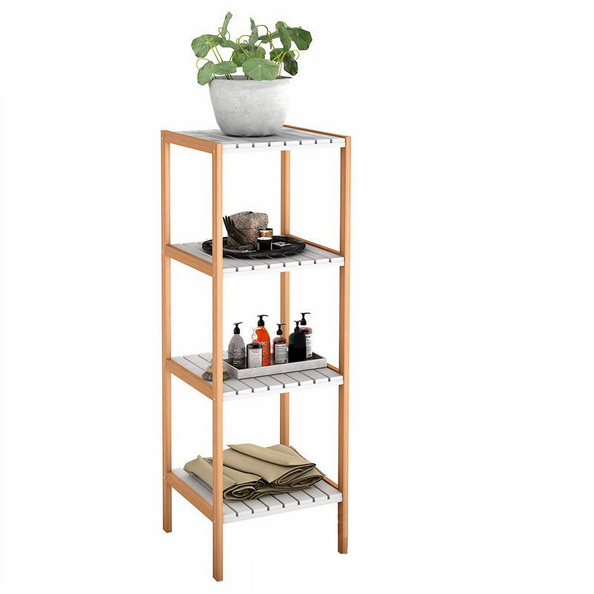 4 Tier Bamboo Storage Shelf Bookshelf N411