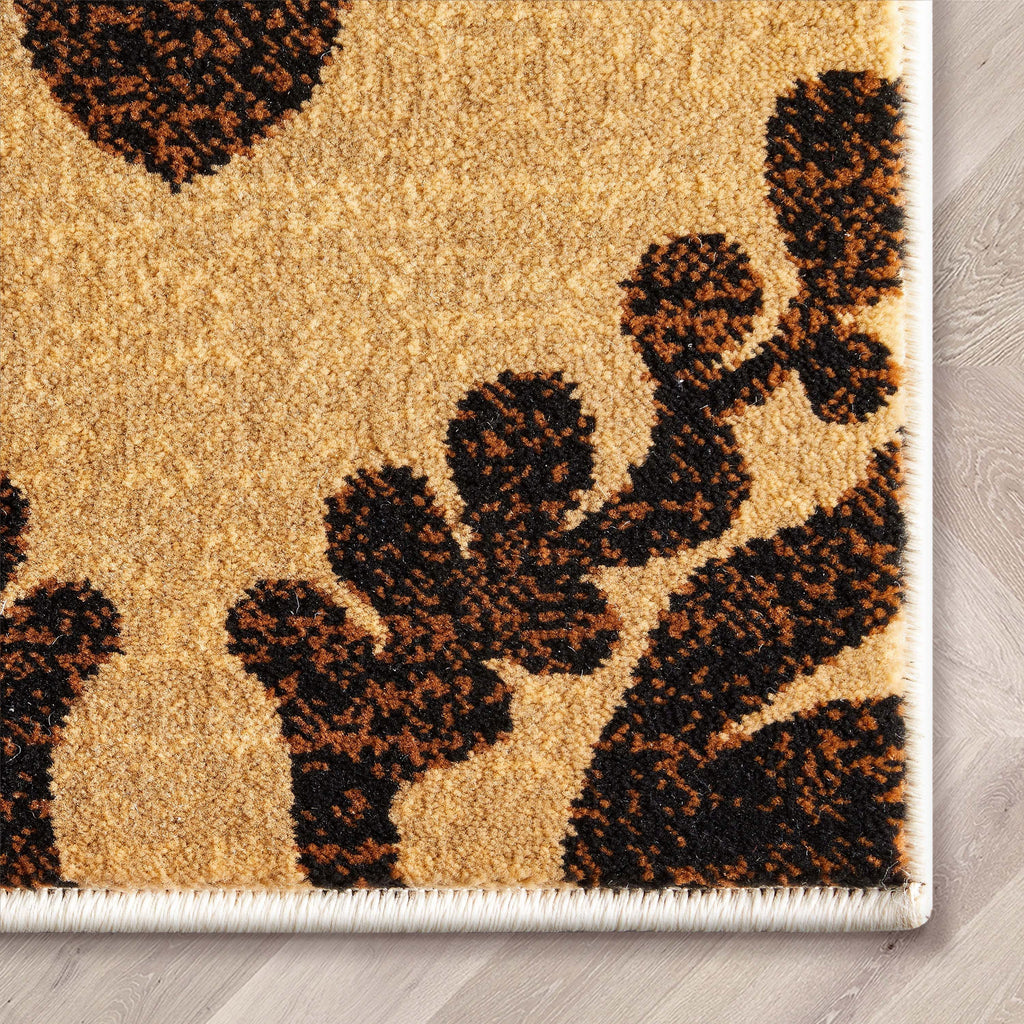 Modern Damask Border Rug Easy Clean Stain Fade Resistant D40415