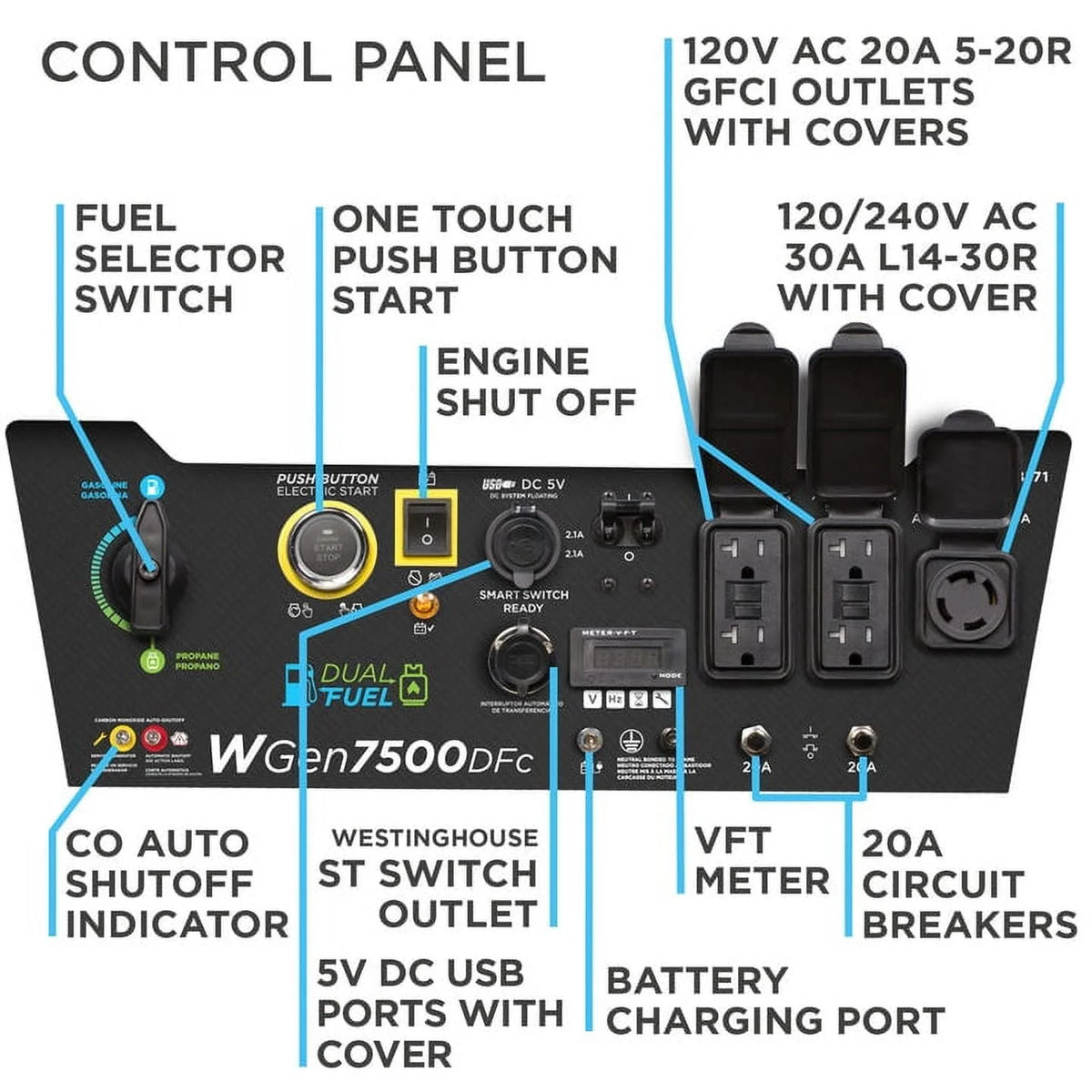 9500 Peak Watt Dual Fuel Portable Generator I928420