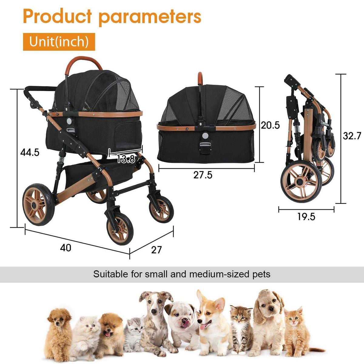 4 Wheels Folding Lightweight Pet Stroller B327