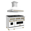 48 In. Dual Fuel Range and Range Hood with White Matte Door Z742
