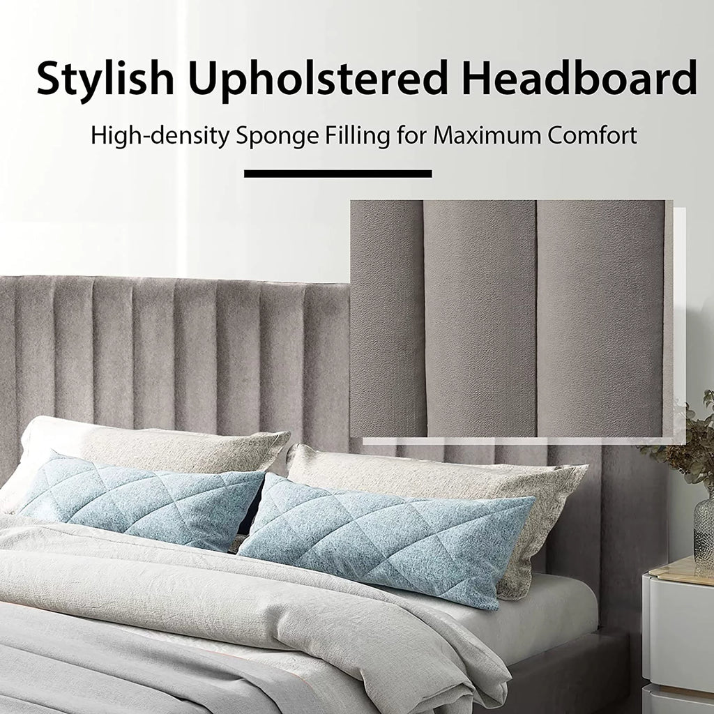 Navy Upholstered Full Size Platform Bed Frame Y9478
