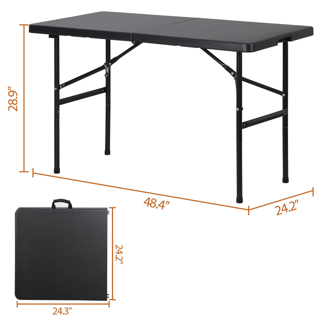 4 Ft Black Folding Plastic Table Y25211