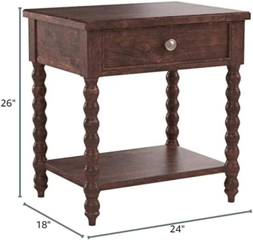 Brown 2 Tier Nightstand with Drawer F16683