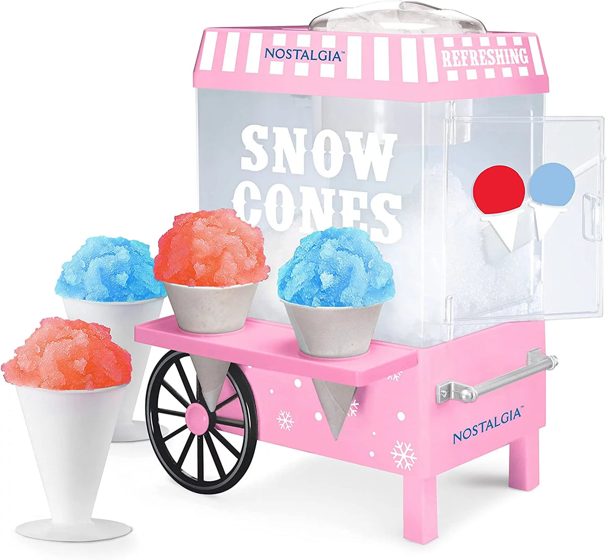 Pink Countertop Snow Cone Maker with 2 Reusable Cups & Ice Scoop H394070