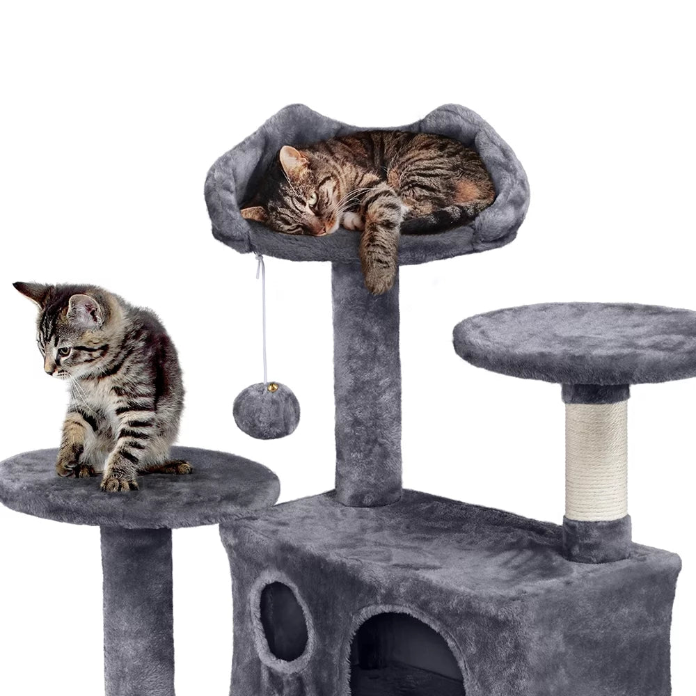 Dark Gray Cat Tree Condo with Scratching Post Tower V144128