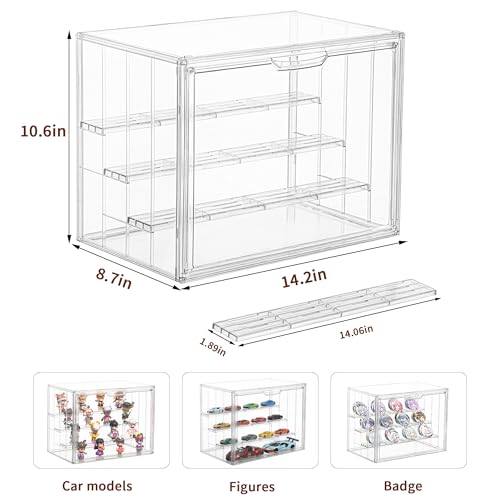 Acrylic 3 Layer Adjustable Display Case with Magnetic Door 2Pack R585