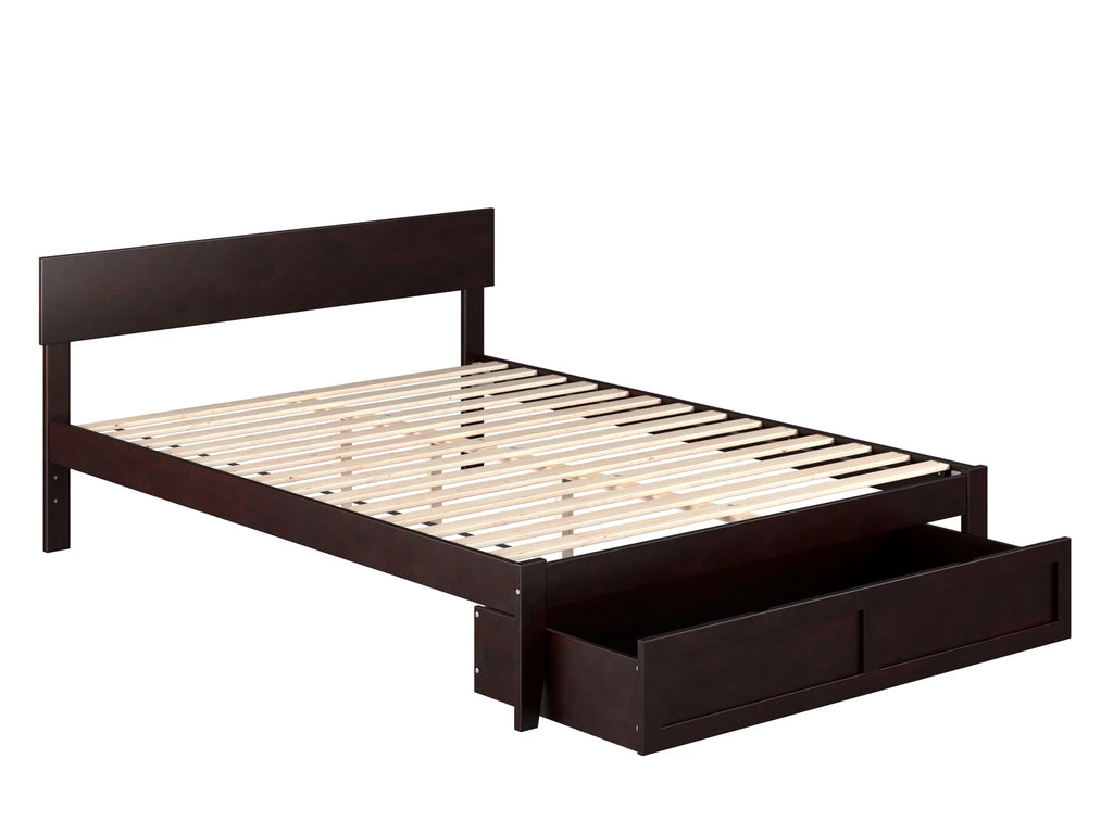 Queen Wood Platform Bed Frame with Foot Drawer Storage M624