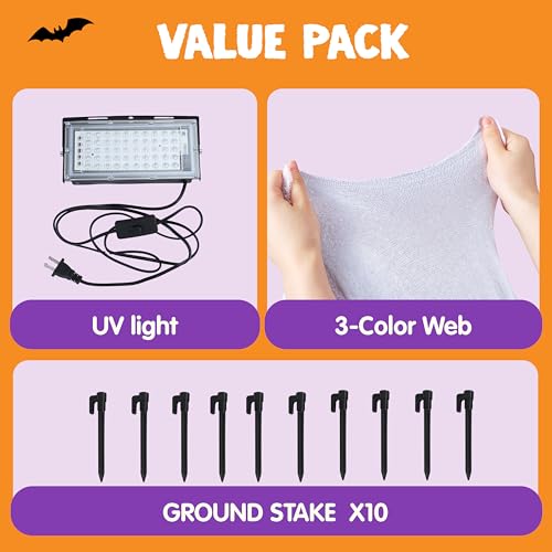 Glow-in-The-Dark White Spider Web Decoration N503580