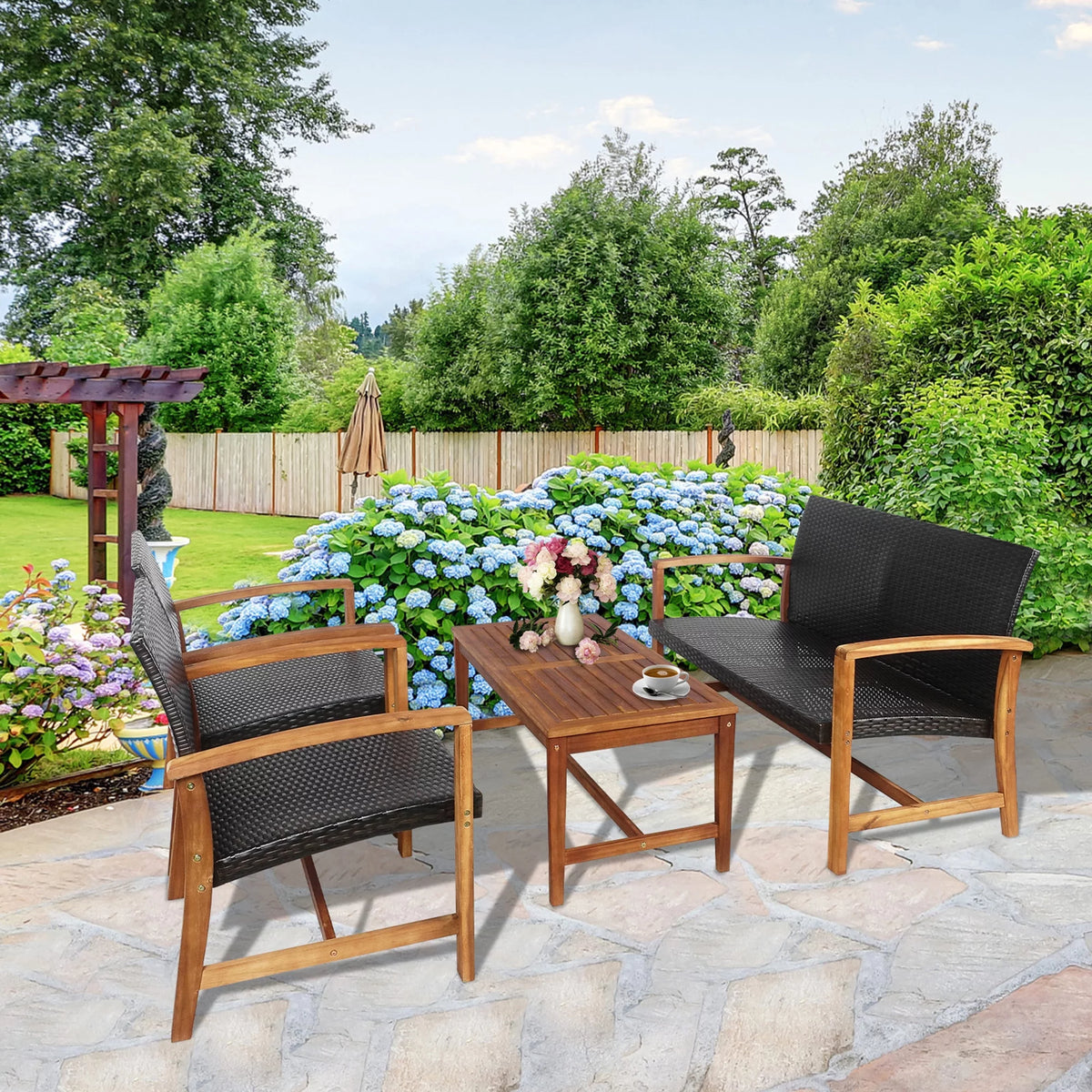 8 Pcs Acacia Wood Patio Conversation Set O428
