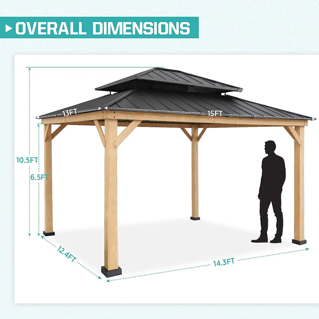 13' x 11' Black Hardtop Gazebo K623
