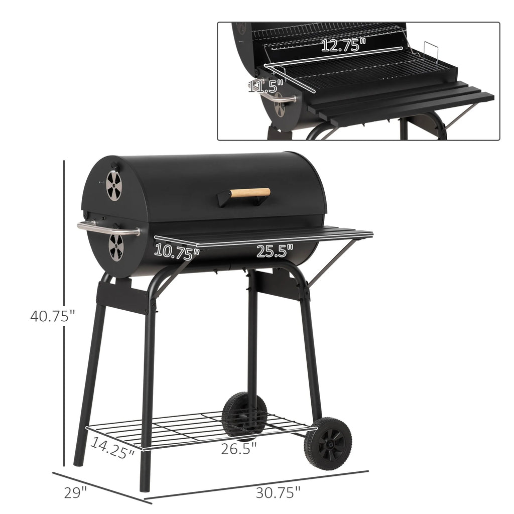 48 Steel Portable Charcoal BBQ Grill and Offset Smoker Combo A316172