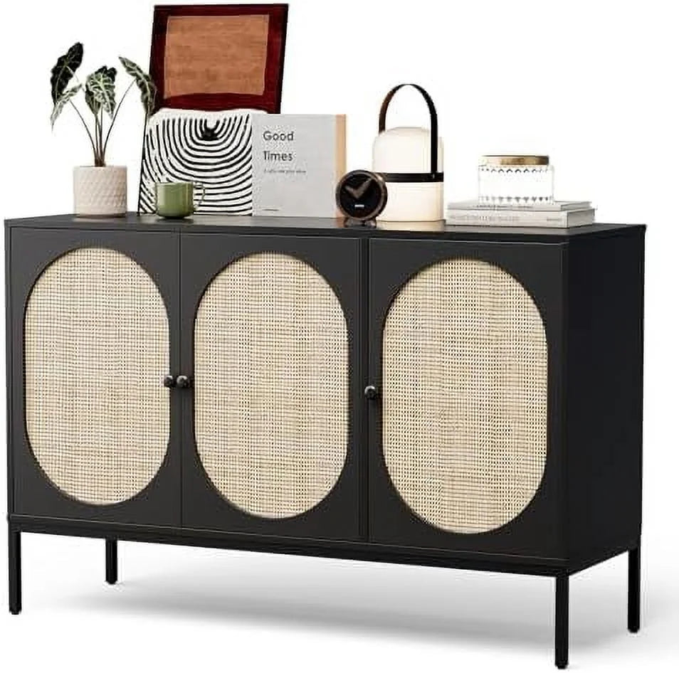 Accent Cabinet with Natural Rattan Doors Sideboard Buffet S6971