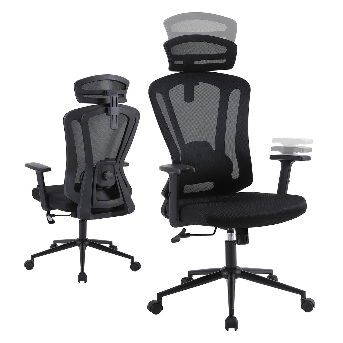 Black Mesh Ergonomic High Back Office Chair with Lumbar Support K478970