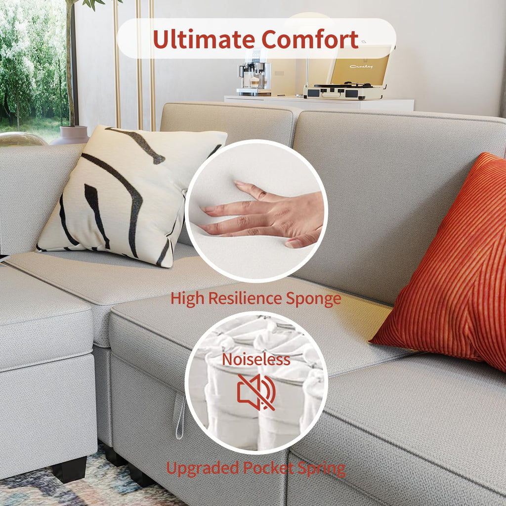 Grey U Shaped 6 Seats Modular Sectional Sofa P626573