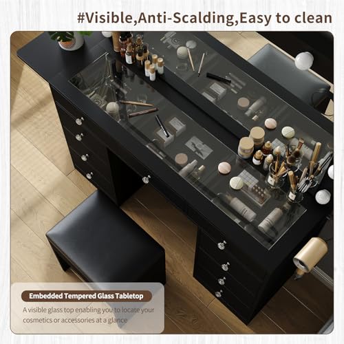 Vanity Desk with Mirror and 9 Drawers A929474