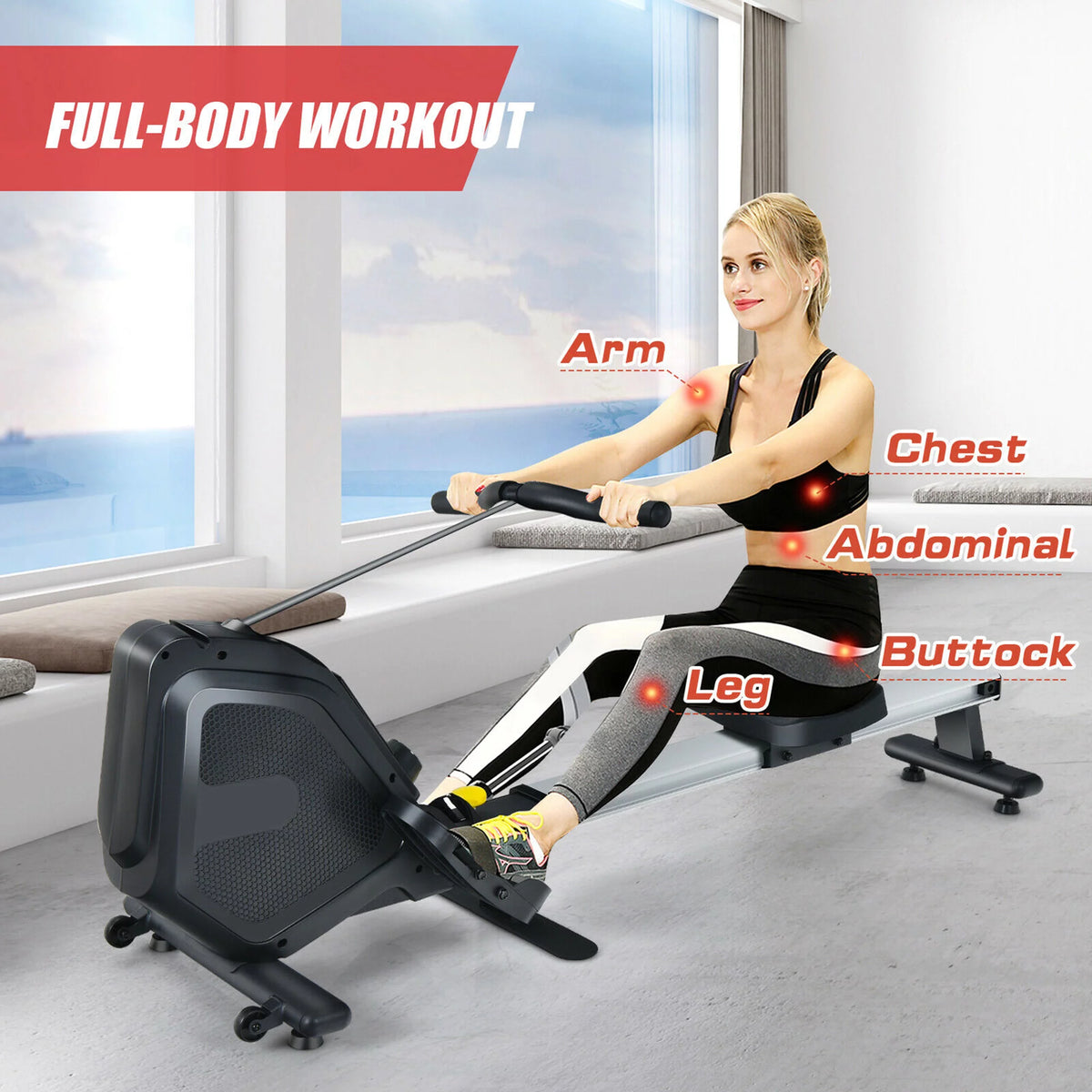 Folding Magnetic Rowing Machine with Monitor M14950