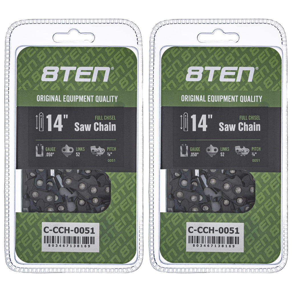14 inch .050 3/8 52DL Full Chisel Chainsaw Chain 2 Pack M595897
