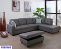 Dark Grey Faux Leather Sectional with Ottoman I822
