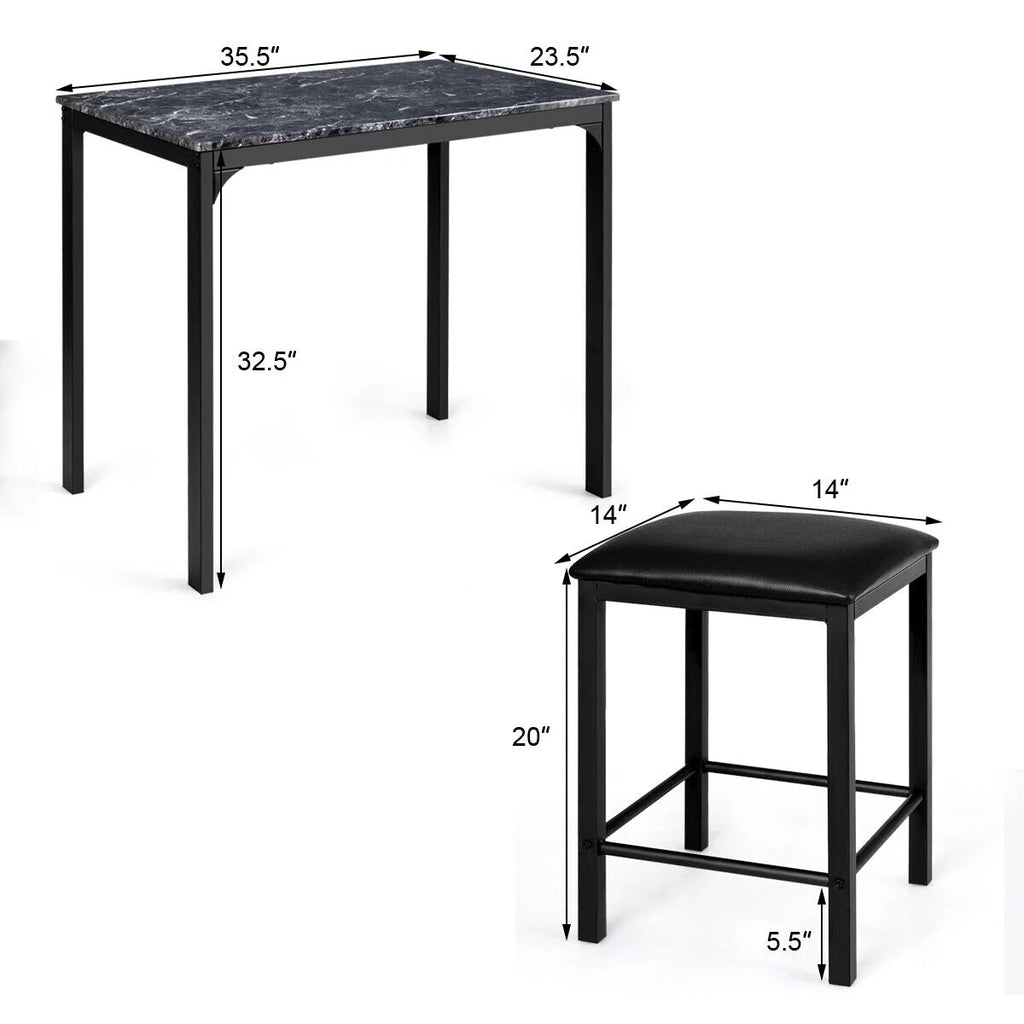 Counter Height Dining Set Faux Marble Table Q364086
