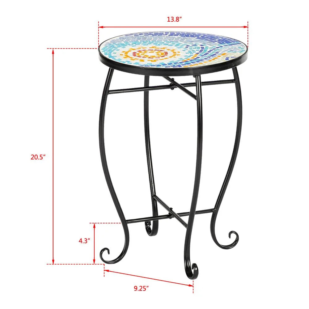 Outdoor Ceramic Tile Iron Frame Side Table S58700