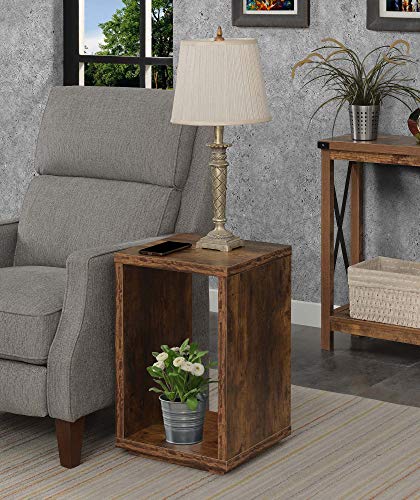 White Faux Marble End Table with Shelf L7715