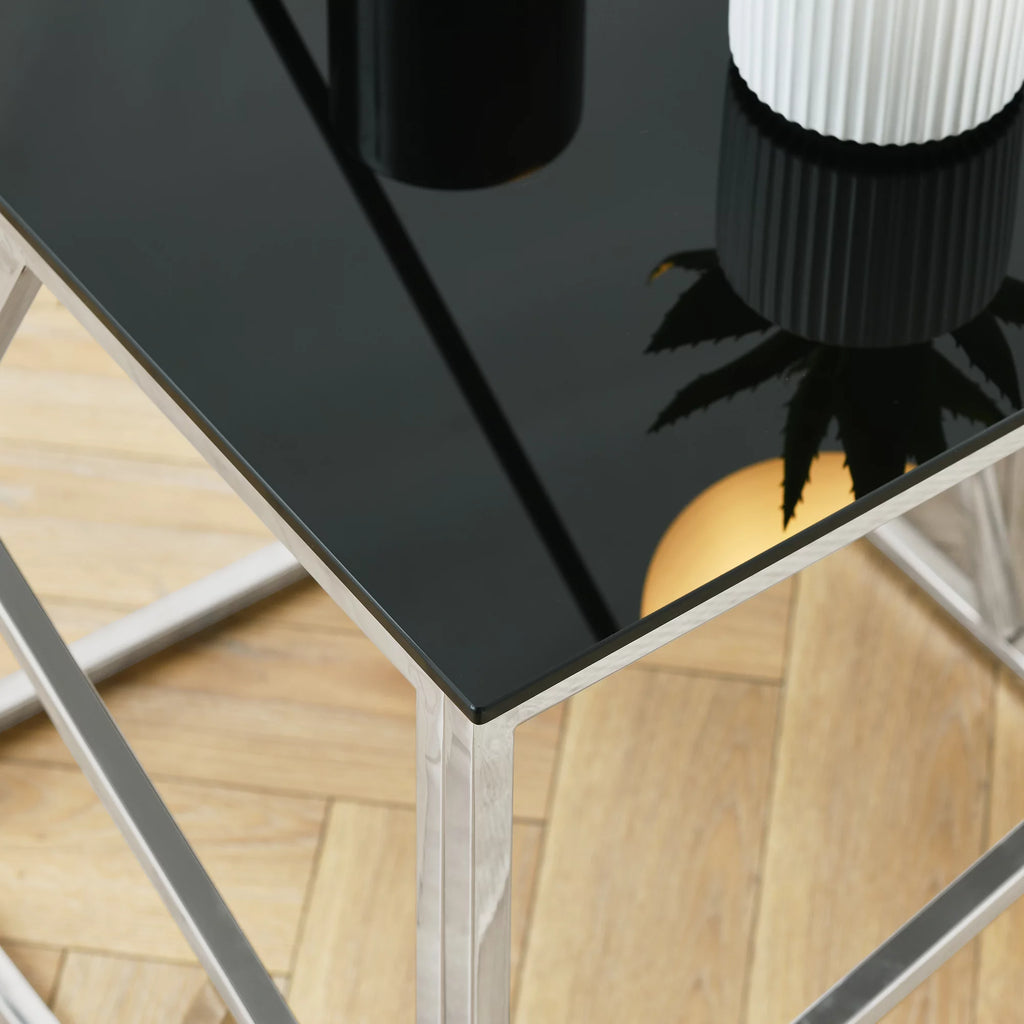 20 Inch Glass End Table with Metal Frame B6904