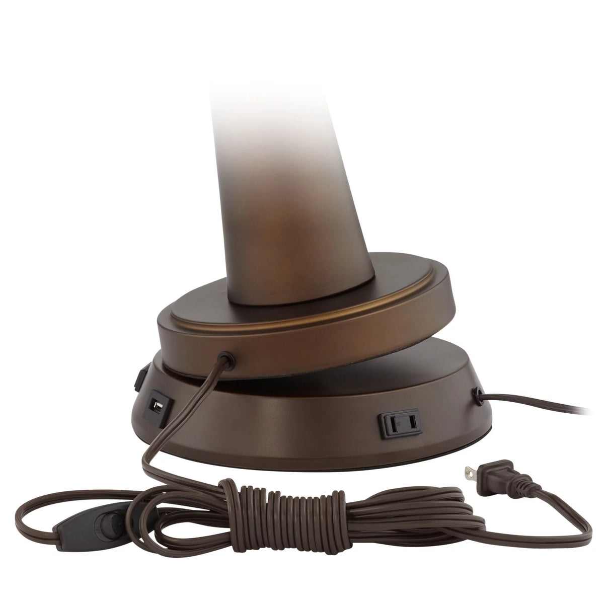 Mid Century Coastal Table Lamp with USB and AC Power Outlet 32.75" Tall White Ceramic J796824