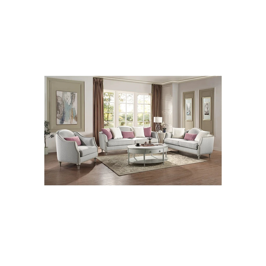Beige Fabric Accent Chair with Pillow P5968