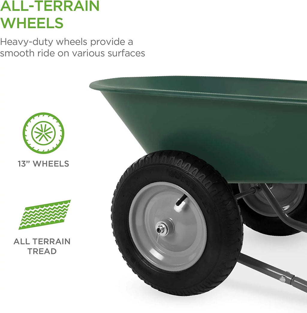 Green Dual-Wheel Utility Yard Cart B844