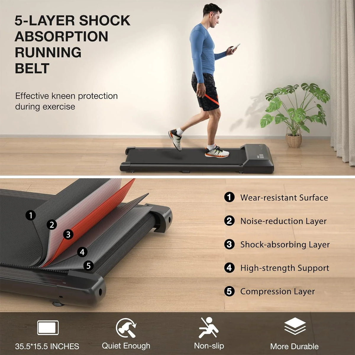 Under Desk Treadmill 2 in 1 Portable Walking Pad 2.5HP P30235
