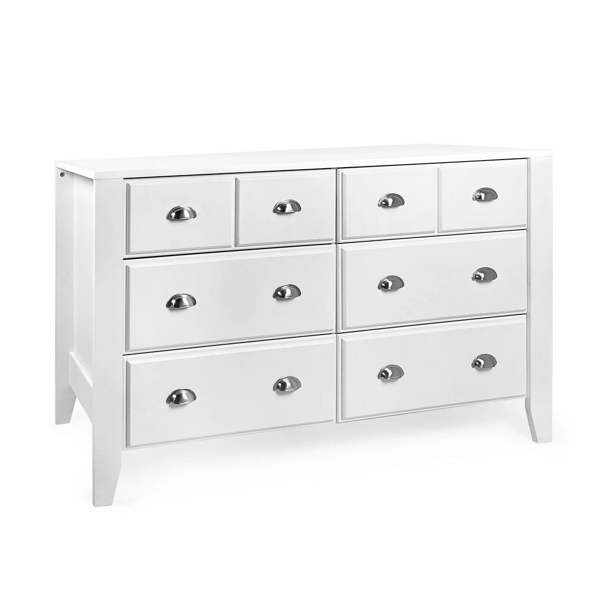 White 6 Drawer Faux Wood Double Dresser H89211