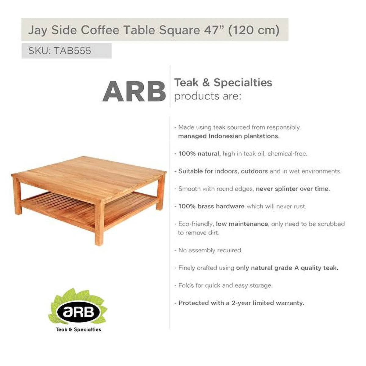 Teak Coffee Table with Shelf N4001