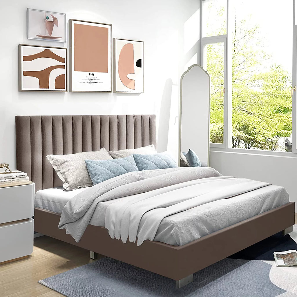 Navy Upholstered Full Size Platform Bed Frame Y9478
