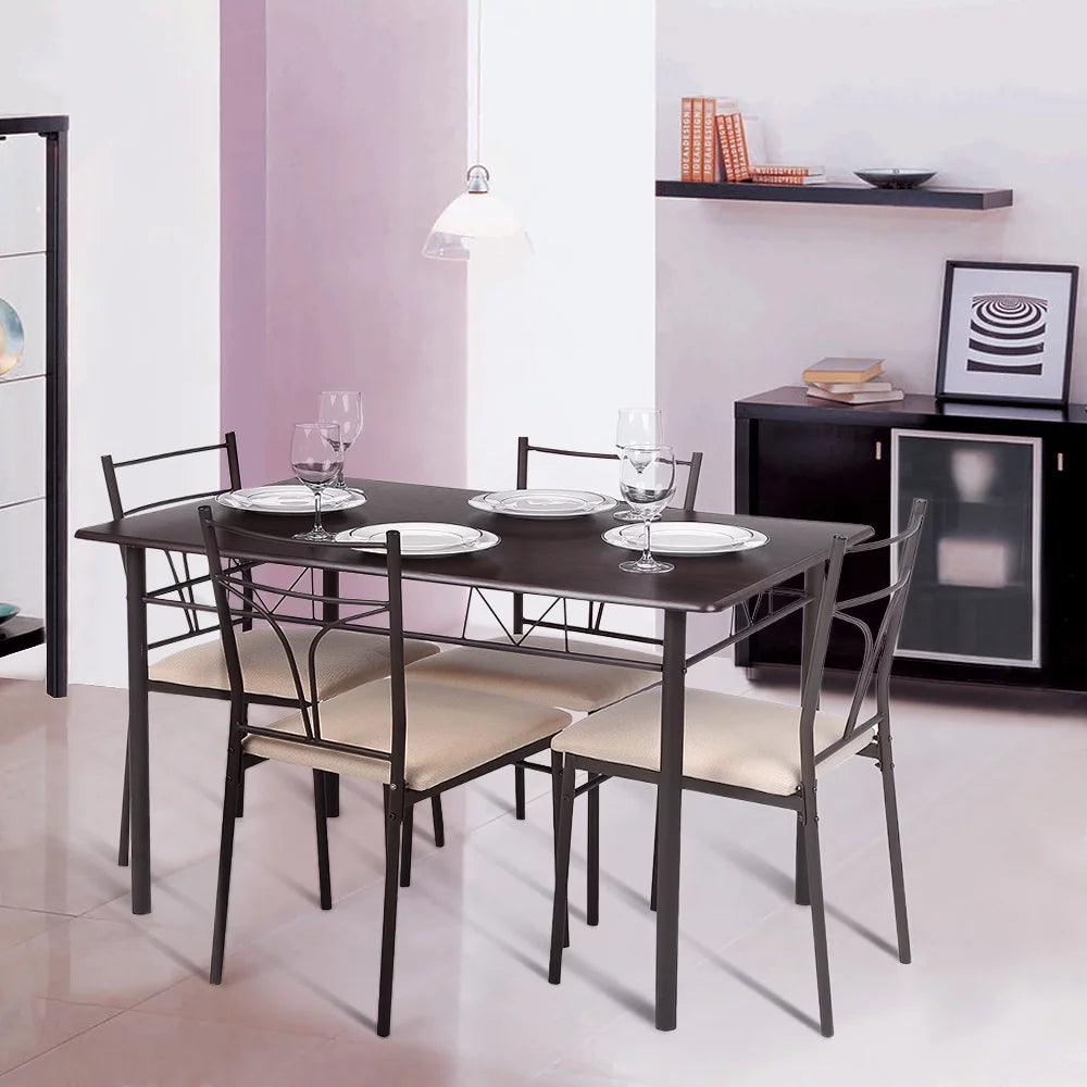 5PCS Metal Frame Dining Table Chairs Set V9711