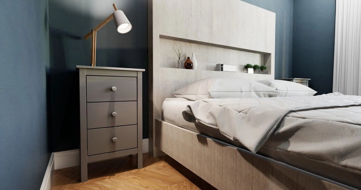 White 3 Drawer Extra Tall Nightstand V11289