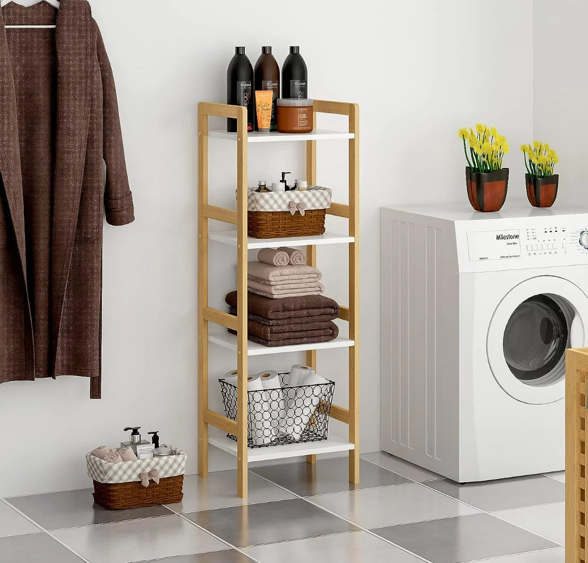 4 Tier Bamboo Storage Shelf Bookshelf N411
