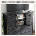 Black 10 Drawer Fabric Dresser with Cabinet W526503
